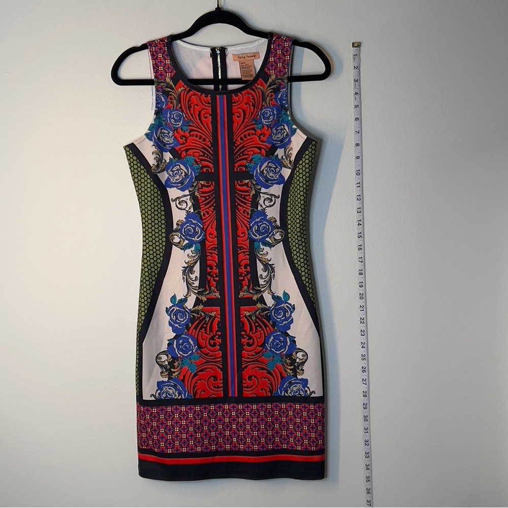 FLYING TOMATO Women’s Size M Multi Colored Back Zip Up Midi dress - Picture 2 of 7